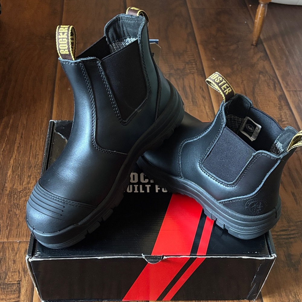 RockRooster Black Pull on Chelsea Work Boots